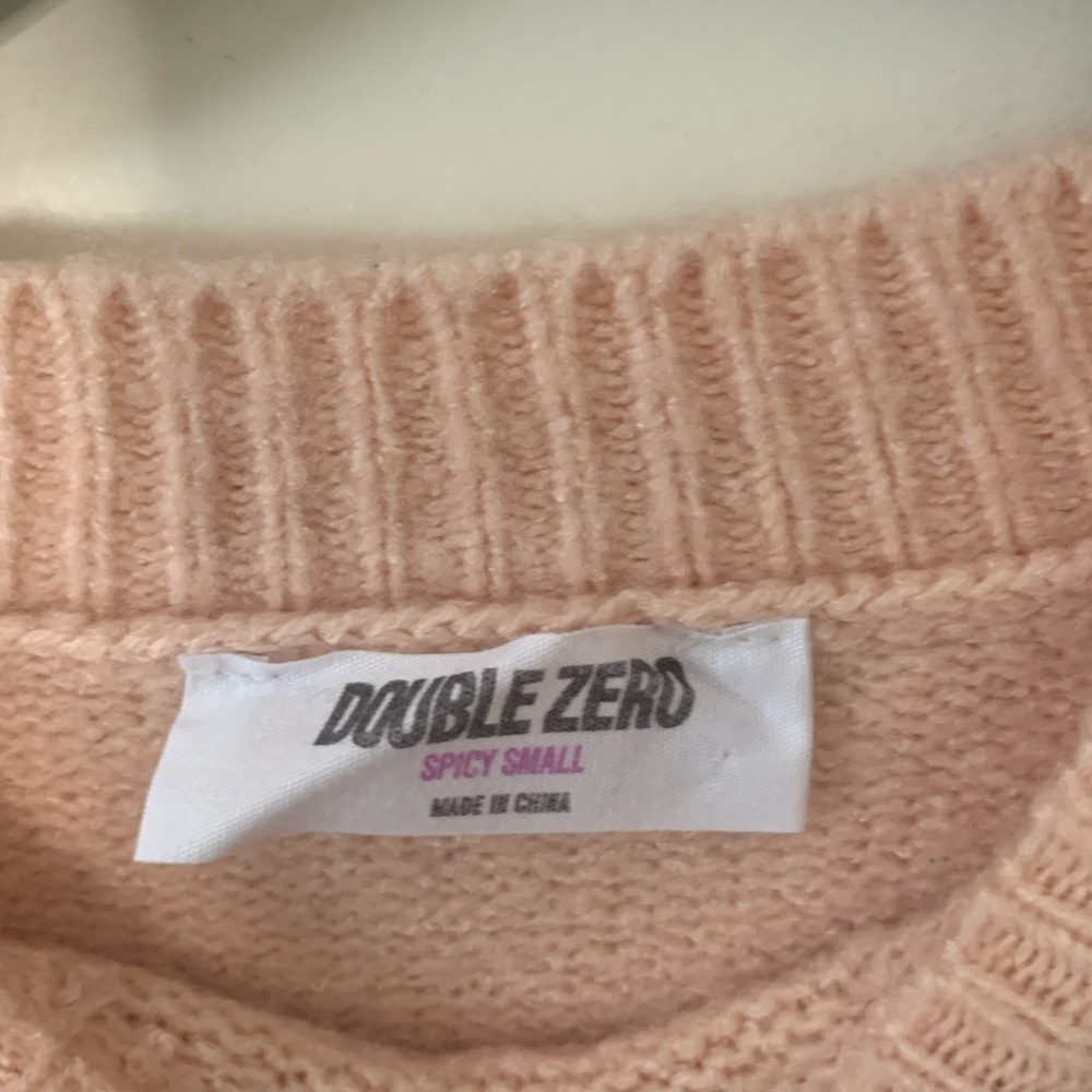 Women’s Double Zero Spicy Small Pink W/ Black Stripes Sweater - Picture 6 of 6